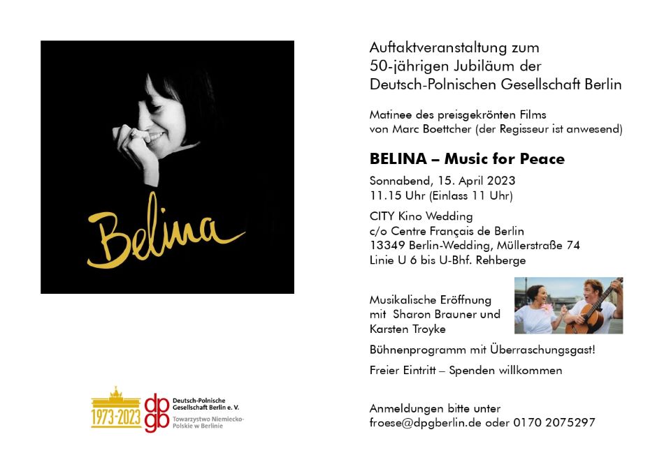 Auftaktveranstaltung zum  50-jährigen Jubiläum der Deutsch-Polnischen Gesellschaft Berlin: Matinee  BELINA – Music for Peace